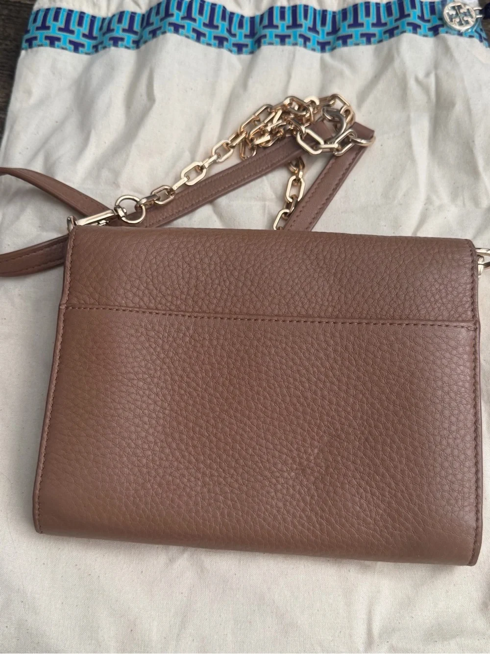 Tory Burch Crossbody Bag Tan Pebbled Leather